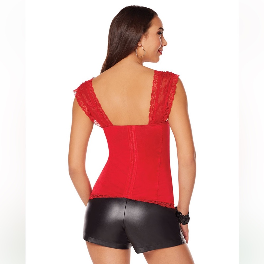 Small Red Lace Corset Top - Picture 2 of 9